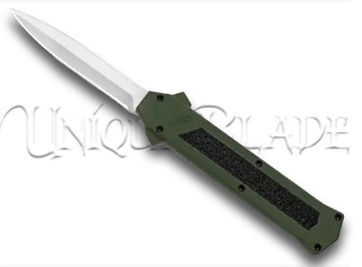AKC F-16 Green OTF Automatic Knife - Dagger Satin Plain
