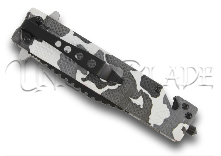 Adrenaline Rush Snow Camo Spring Assist Knife
