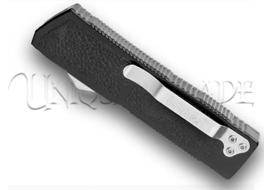 Lightning Elite Black OTF Automatic Knife - Tanto Satin Plain
