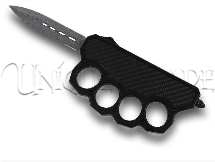 Sinners Inc. Damascus Steel Automatic Dual Action OTF Knuckle Trench Style Knife