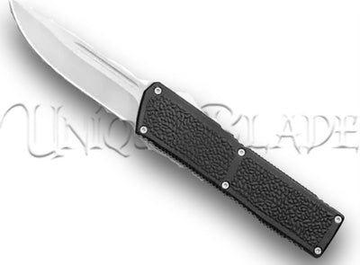 Lightning Out The Front Automatic Switchblade Knife - Silver Blade Plain: A versatile and stylish OTF knife featuring a sleek silver blade with a plain edge, combining functionality with a modern design for everyday use.