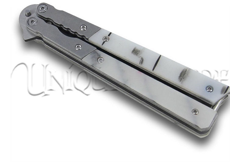 White Widow Two Toned butterfly Knife balisong tanto knives
