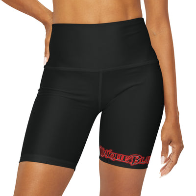  High Waisted Yoga Shorts (AOP) - All-over printed high-rise shorts designed for yoga practice, providing flexibility and comfort during workouts and active sessions.
