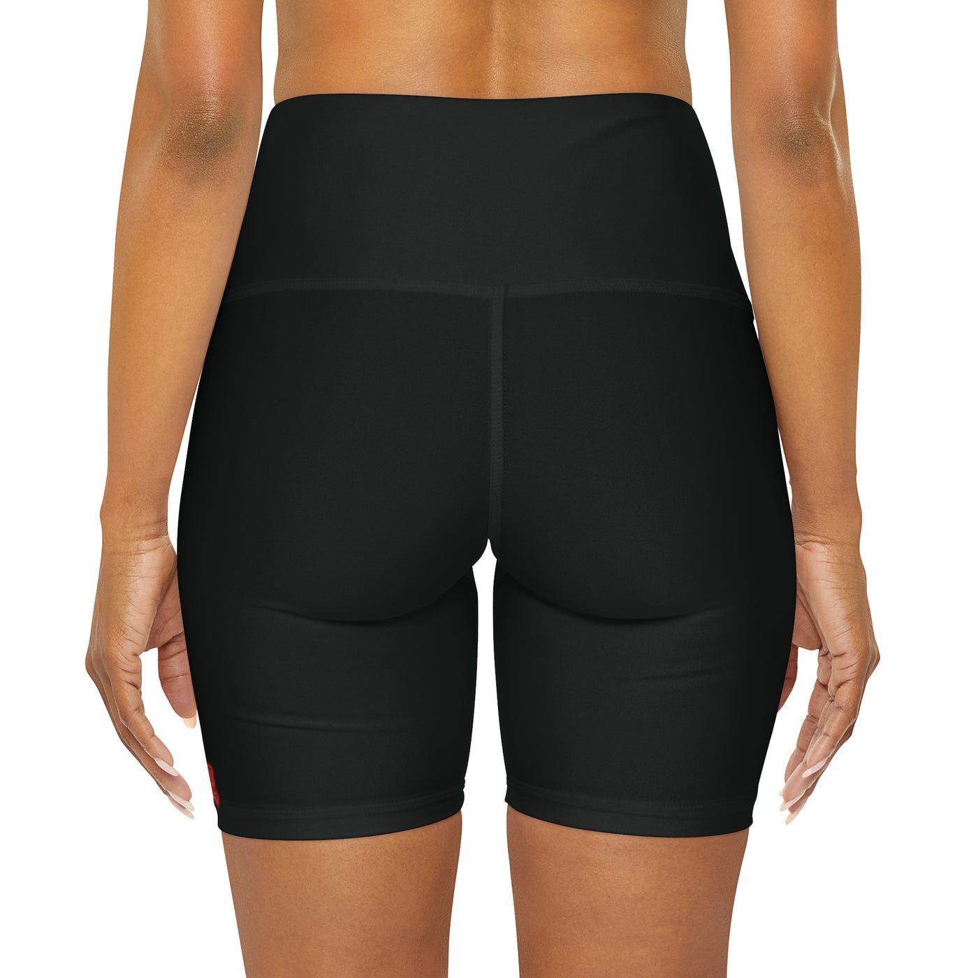  High Waisted Yoga Shorts (AOP) - All-over printed high-rise shorts designed for yoga practice, providing flexibility and comfort during workouts and active sessions.