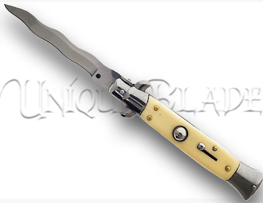 9" Italian stiletto automatic switchblade knife kriss blade - Ivory