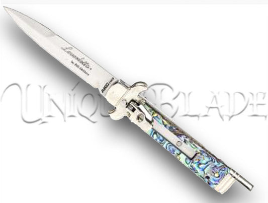 9" Italian Leverletto stiletto automatic switchblade knife - Abalone