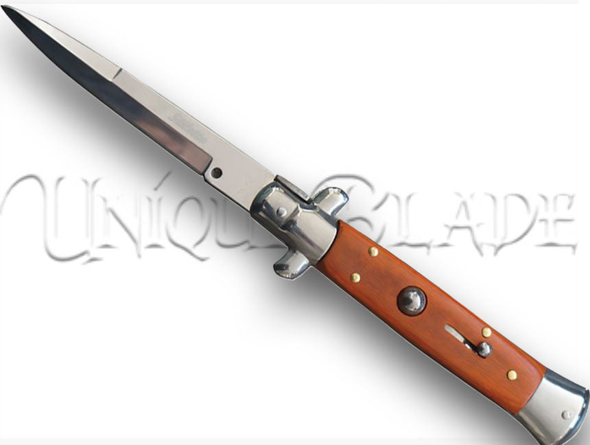 9" Italian stiletto automatic switchblade knife - Cocobolo Wood