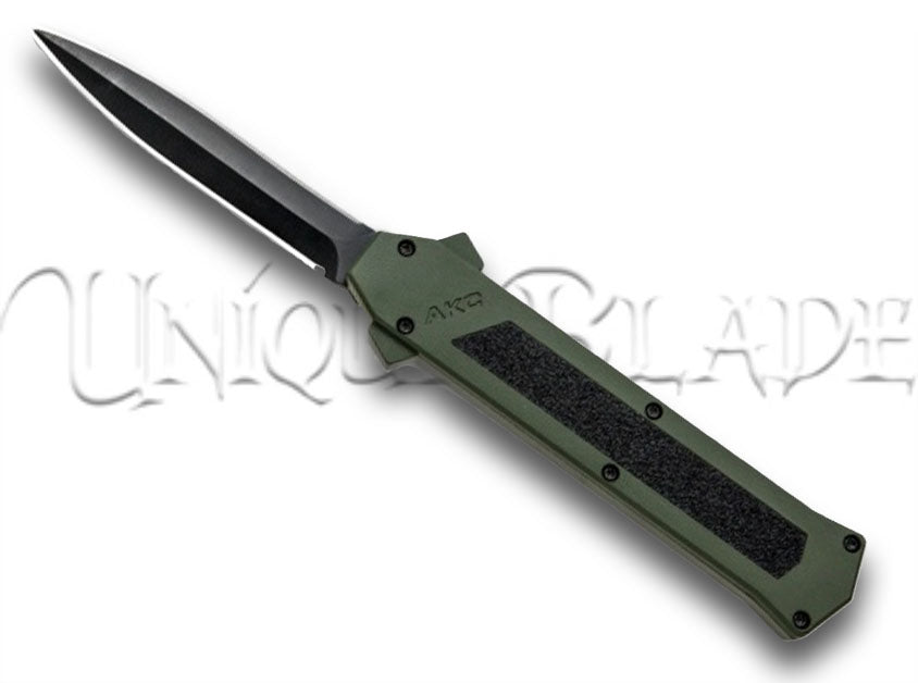 AKC F-16 Green OTF Automatic Knife - Dagger Black Plain