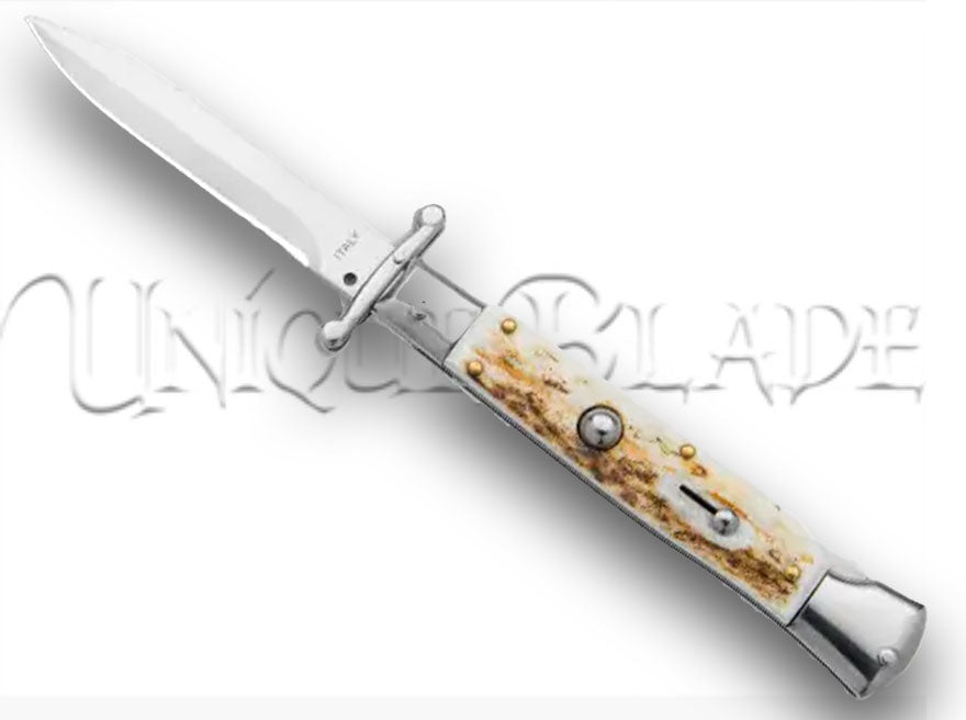 AKC Italian Stiletto Bayonet Swinguard Automatic Knife Stag Horn