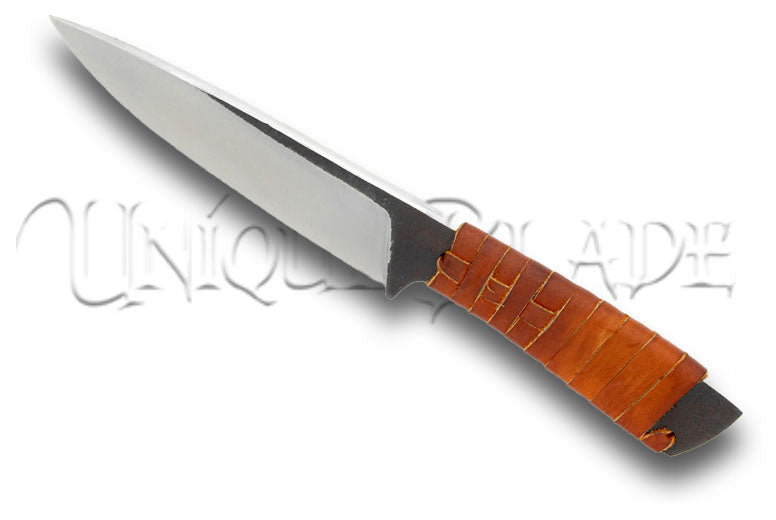 All or Nothing Full Tang Carbon Steel Outdoor Knife with Genuine Leather Sheath