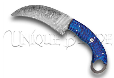 Azure Monster Fixed Blade Damascus Karambit Knife - Hunt for Life with unmatched precision and style in this powerful and expertly crafted Damascus blade.