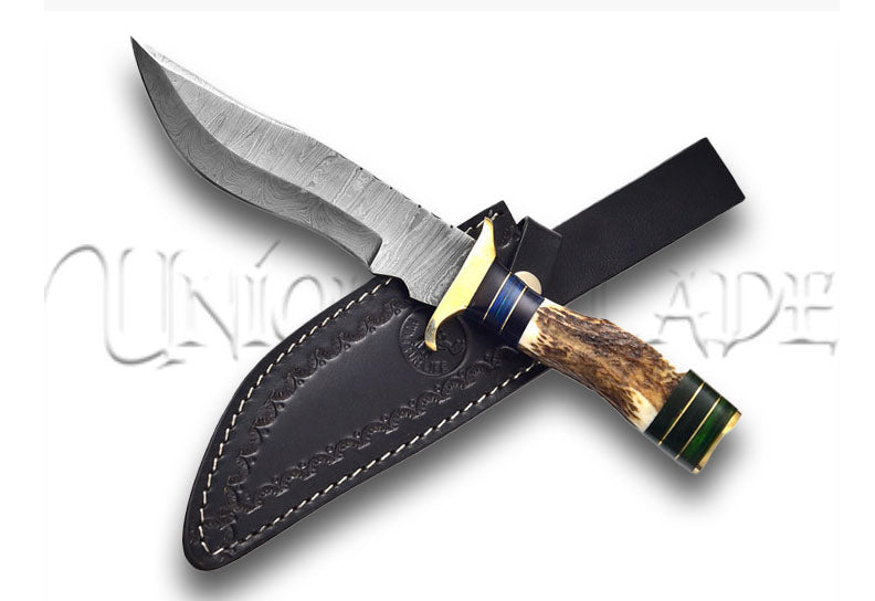 Cacophonous Forest Fixed Blade Clip Point Damascus Outdoor Hunting Knife - Hunt For Life
