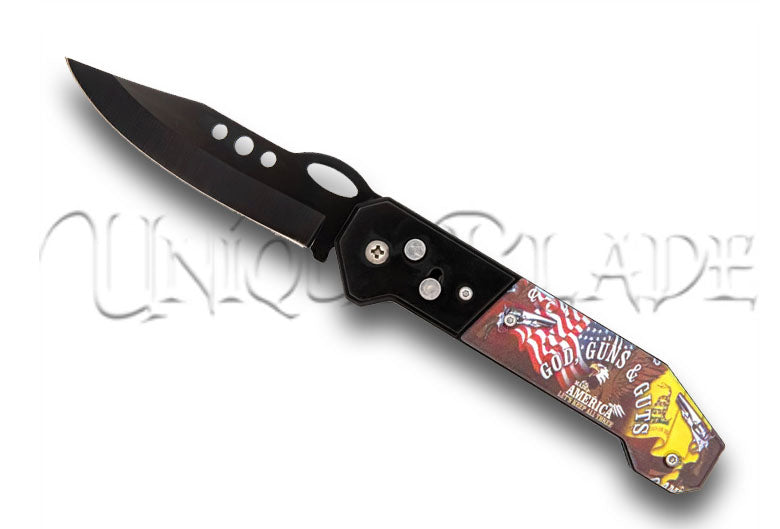 Code of Arms Automatic Push Button Switchblade Pocket Knife - God Guns & Guts