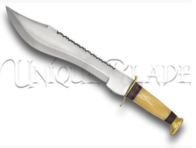 Crocodile Hunter Stag Horn Big Bowie Knife - Wilderness Elegance - This big bowie knife with a stag horn handle is crafted for the daring adventurer, combining style and functionality for the crocodile hunter in you.