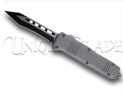 Death-Dealer Miniature Double-Action Automatic OTF Knife - Compact Lethality - A double-action OTF knife in a miniature size, combining swift deployment with a deadly edge for a discreet yet powerful tool.