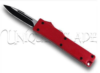 Electrifying California Legal OTF Dual Action Knife in Ruby Red: Unleash Style and Functionality with Precision Deployment – A Sleek Blade for Every Occasion.