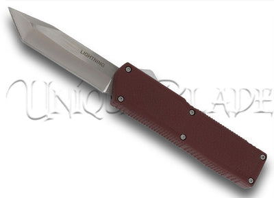 Georgia Red Clay Heavy Duty Lightning Automatic OTF Knife - Robust and Striking - This heavy-duty Lightning OTF knife features a vibrant Georgia Red Clay design, combining durability with a touch of Southern style.