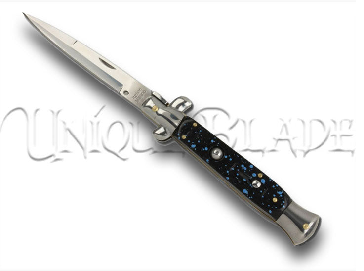 IL Grande Italian Milano Stiletto Silver Splash Automatic Knife