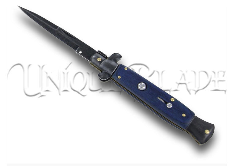 Italian Blue Jay Stainless Steel Automatic Folding Stiletto Knife - Soar into style with this Italian Blue Jay stiletto knife, featuring stainless steel construction and automatic folding for a sleek and swift addition to your collection.
