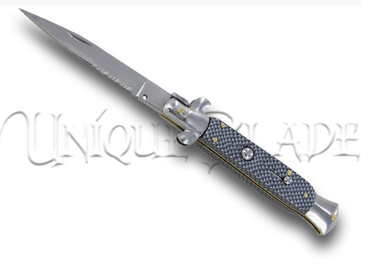 Italian Milano Partially Serrated Automatic Stiletto Knife