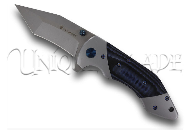KILL KNIVES ™ Blue Viper Ball Bearing Spring Assisted D2 Steel Tanto Blade Pocket Knife