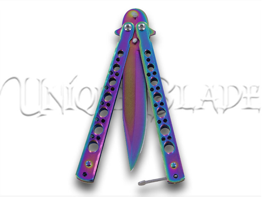 King’s Thorn Balisong Butterfly Knife Flipper Knife Aurora Titanium