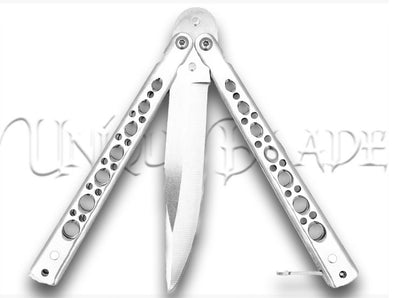 King’s Thorn Balisong Butterfly Knife Flipper Knife Morning Silver
