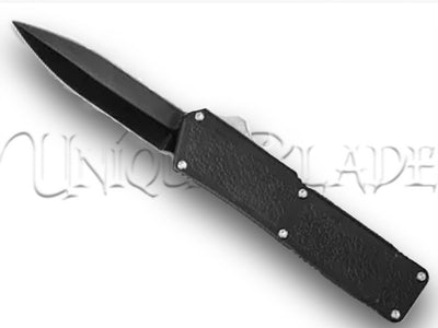 Lightning Black OTF Automatic Knife - Black Plain Blade - Single Edge - Experience the sharp simplicity of this black OTF knife, featuring a single-edge plain blade for versatile cutting in style.