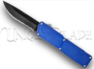 Lightning Blue OTF Automatic Knife: Striking Design, Black Serrated and Plain Blade Options – Elevate Your Edge with Style and Precision.