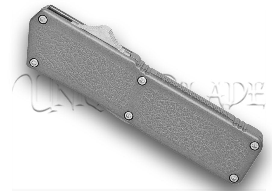 Lightning Gray OTF Automatic Knife - Tanto Satin Serrated