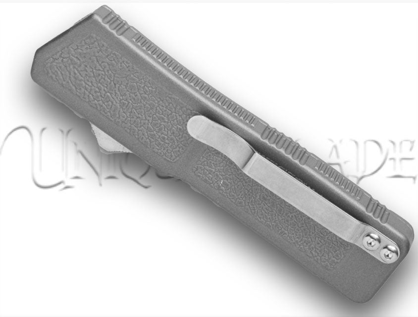 Lightning Gray OTF Automatic Knife - Tanto Satin Serrated