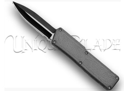 Lightning Out The Front Automatic Switchblade - Gray Two Tone Plain Edge: A sleek and reliable OTF knife with a two-tone design, combining style with a sharp plain edge for versatile cutting tasks.