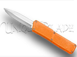 Lightning Orange OTF Automatic Knife - Dagger Satin Plain