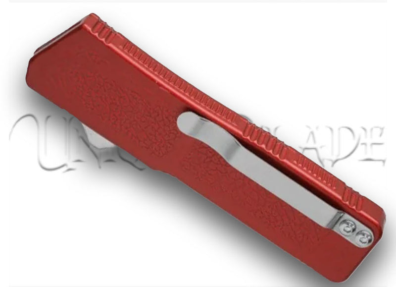 Lighting Red OTF Automatic Knife - Black - Plain Blade