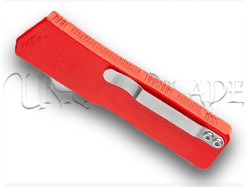 Lightning Red OTF Automatic Knife - Tanto Satin