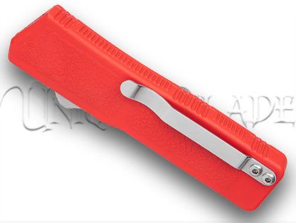 Lightning Red OTF Automatic Knife - Tanto Two Tone Serr