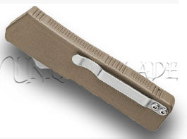 Lightning Tan  OTF Automatic Knife - Tanto Black Serr