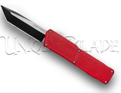 Lightning Red OTF Automatic Knife - Tanto Two Tone