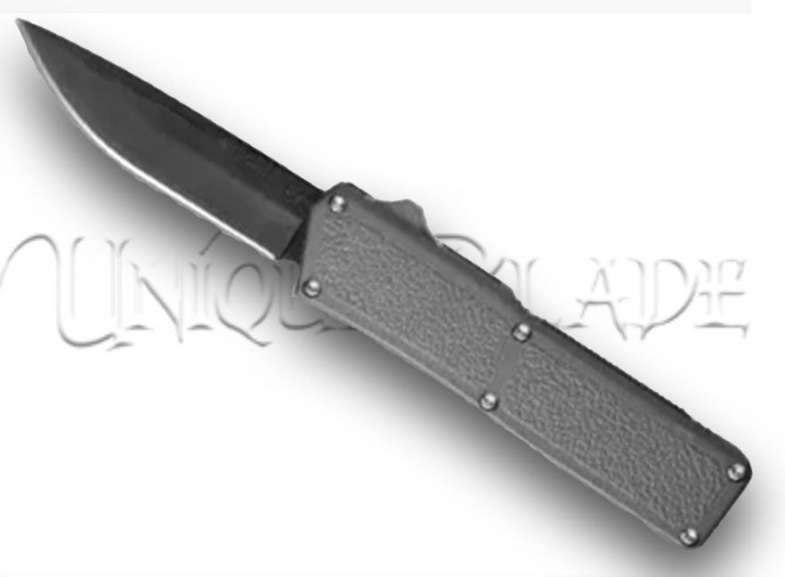 Lighting Gray OTF Automatic Knife - Black - Plain Blade