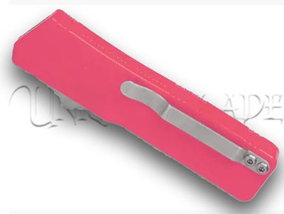 Lighting Pink OTF Automatic Knife - Black Dagger - Plain Blade