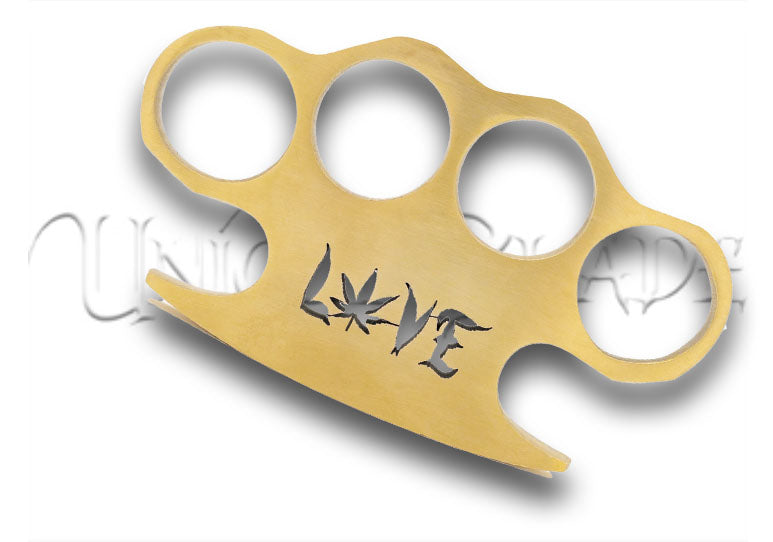 Love, Mary 100% Pure Brass Knuckle Paper Weight Accessory - Feminine Strength - This brass knuckle paperweight, adorned with 'Love, Mary,' blends strength with a touch of femininity for a unique and empowering desk accessory.