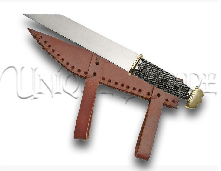 Medieval Viking Wire-Wrapped Seax Knife W/ Sheath