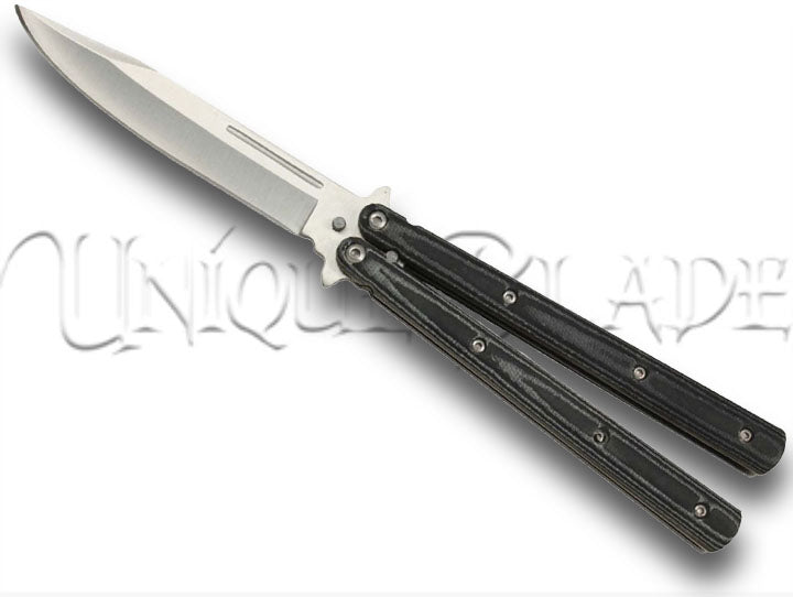 Micarta Simple Butterfly Black Micarta Knife Stainless Steel Blade Clip Point Balisong Knives