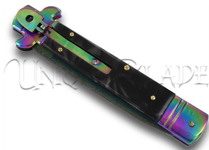 Poison Jab Damascus Steel Titanium Automatic Stiletto Lever Lock Knife