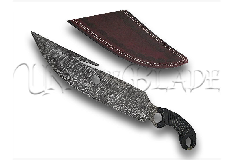 Sumatran Tiger Full Tang Damascus Steel Gut Hook Machete Hunting Knife