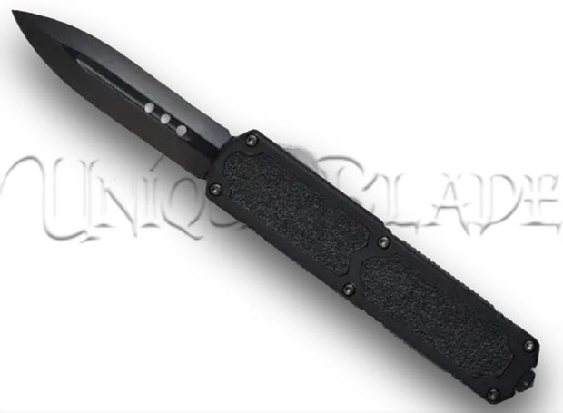 Titan Black OTF Automatic Knife: Sleek Dagger Design with Black Plain Blade – Unleash Precision and Style with Every Swift Deployment.