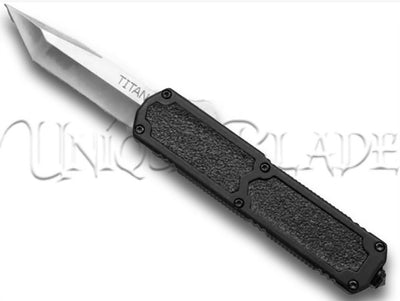 Titan Black OTF Automatic Knife - Tanto Satin Plain