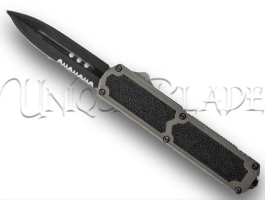 Titan Gray OTF Automatic Knife - Dagger Black Serr