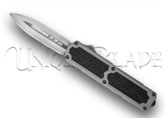 Titan Gray OTF Automatic Knife - Dagger Satin Plain