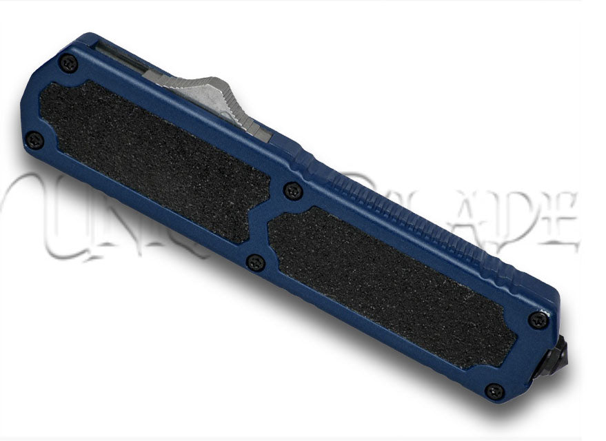 Titan Blue OTF Automatic Knife - Tanto Black Plain